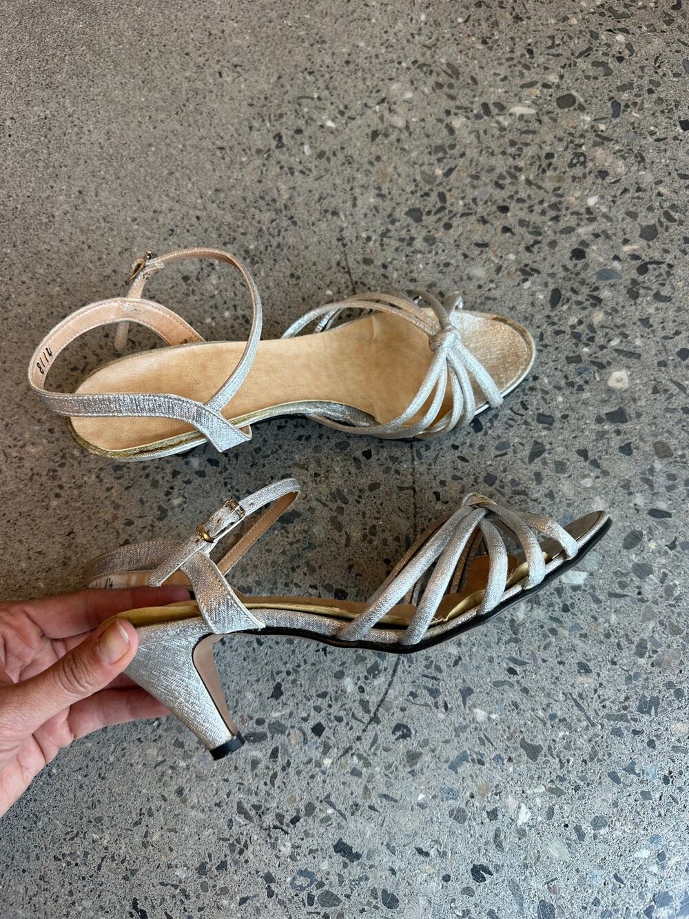 Vintage House of Pierre Women's 7.5 Heels Silver Metallic Strappy Heels